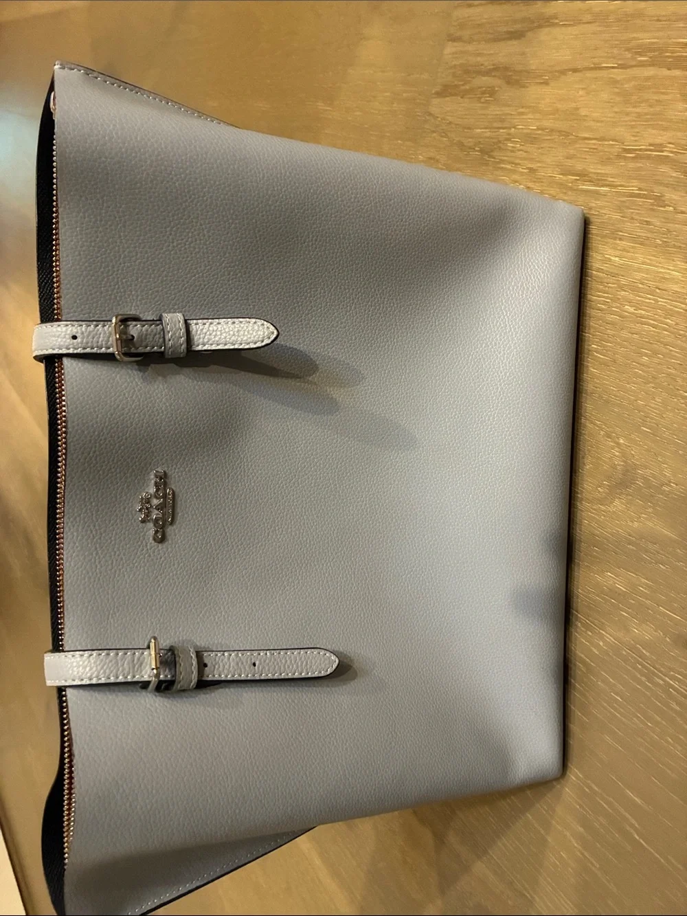 Coach Pebbled Leather Tote in Light Gray